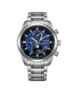 Citizen BY1010-81L reloj azul radiocontrolado fase lunar titanio hombre 