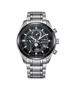 Citizen BY1018-80E reloj negro radiocontrolado fase lunar titanio hombre 