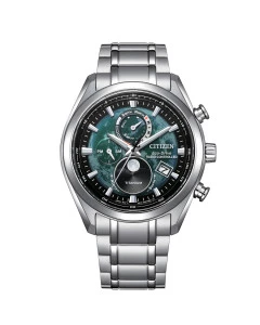 Citizen BY1010-81X reloj verde radiocontrolado fase lunar titanio hombre 