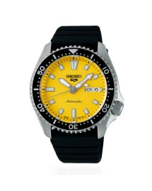 Reloj Seiko SRPL87K1 5 Sports SKX Street Style esfera amarilla 