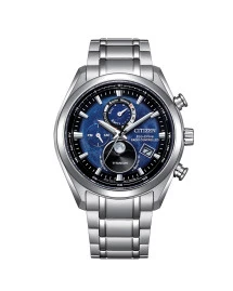 Citizen BY1010-81L reloj azul radiocontrolado fase lunar titanio hombre